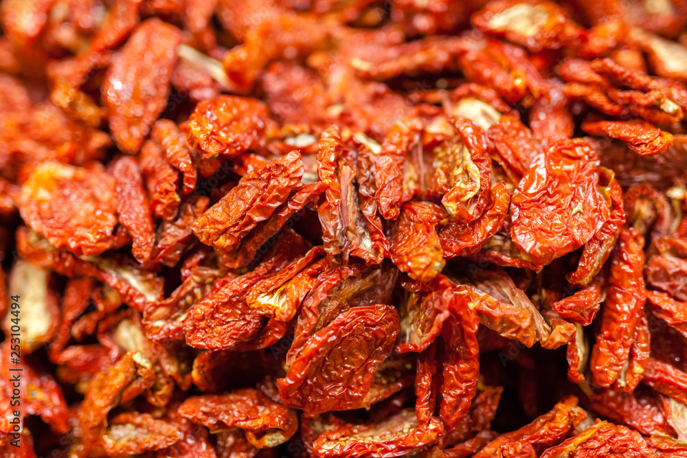 Sun-dried tomatoes on local market Sun-dried tomatoes on local market