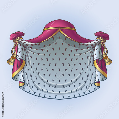 Royal mantle for the Coat of Arms. Element for designing coat of arms, logo, emblem and tattoo. Vector illustration isolated on white background. EPS10 vector illustration
