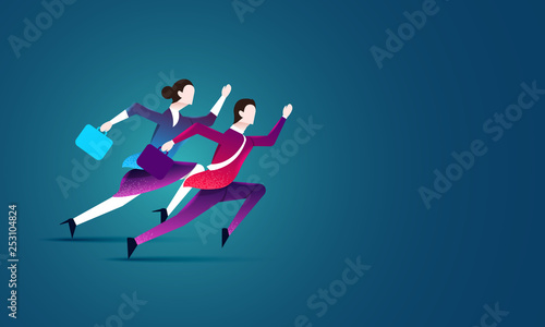 Businessman and businesswoman running. Competition in business.  © detakstudio