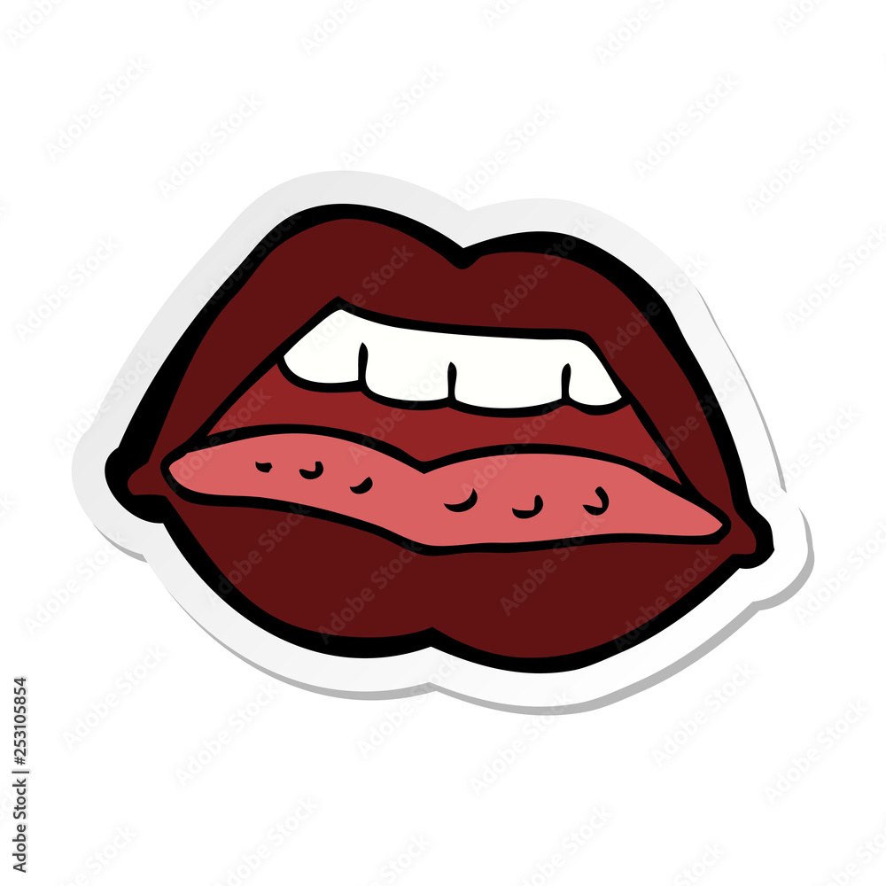 sticker of a cartoon sexy lips symbol sticker of a cartoon sexy lips symbol