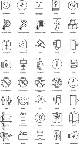 Set of IT facilities oriented icons for general use. Great for corporate presentations, videos and animations. Designed for IT, data storage, data center, marketing and software companies.