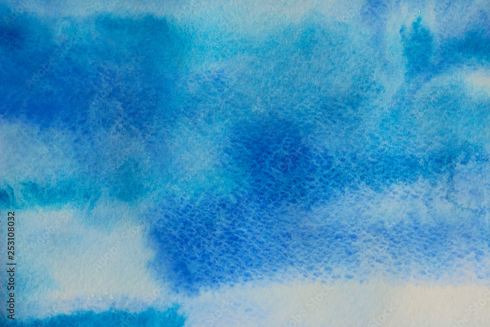 Blurred Painted Background. Blue Watercolor Background Texture With A Lot Of Copy Space For Text.