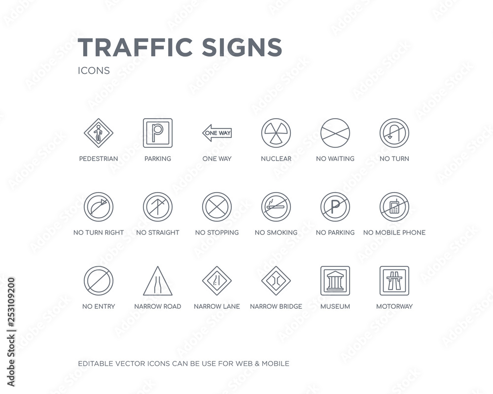 Simple Traffic Sign simple set of traffic signs vector line icons. contains such icons as ...