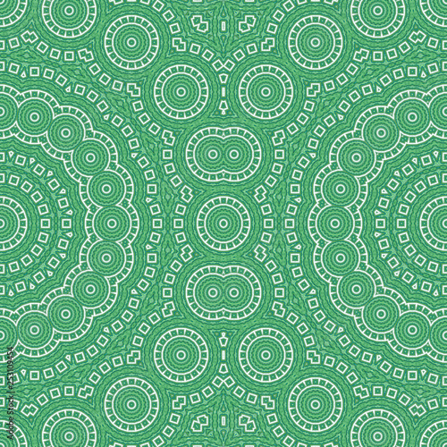 Sea green detailed mosaic tiles seamless pattern