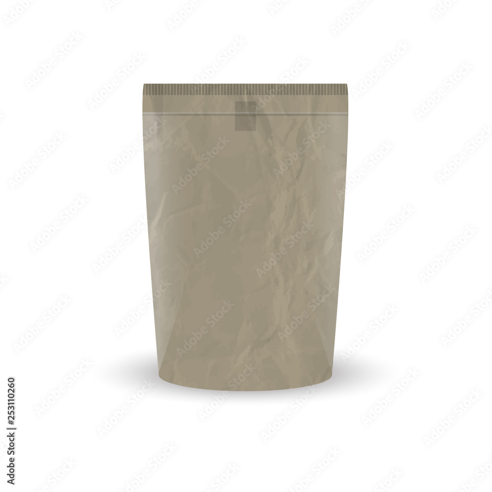 Coffee bag isolated on white background. Realistic editable vector design or mock-up. Coffee bag isolated on white background. Realistic editable vector design or mock-up.