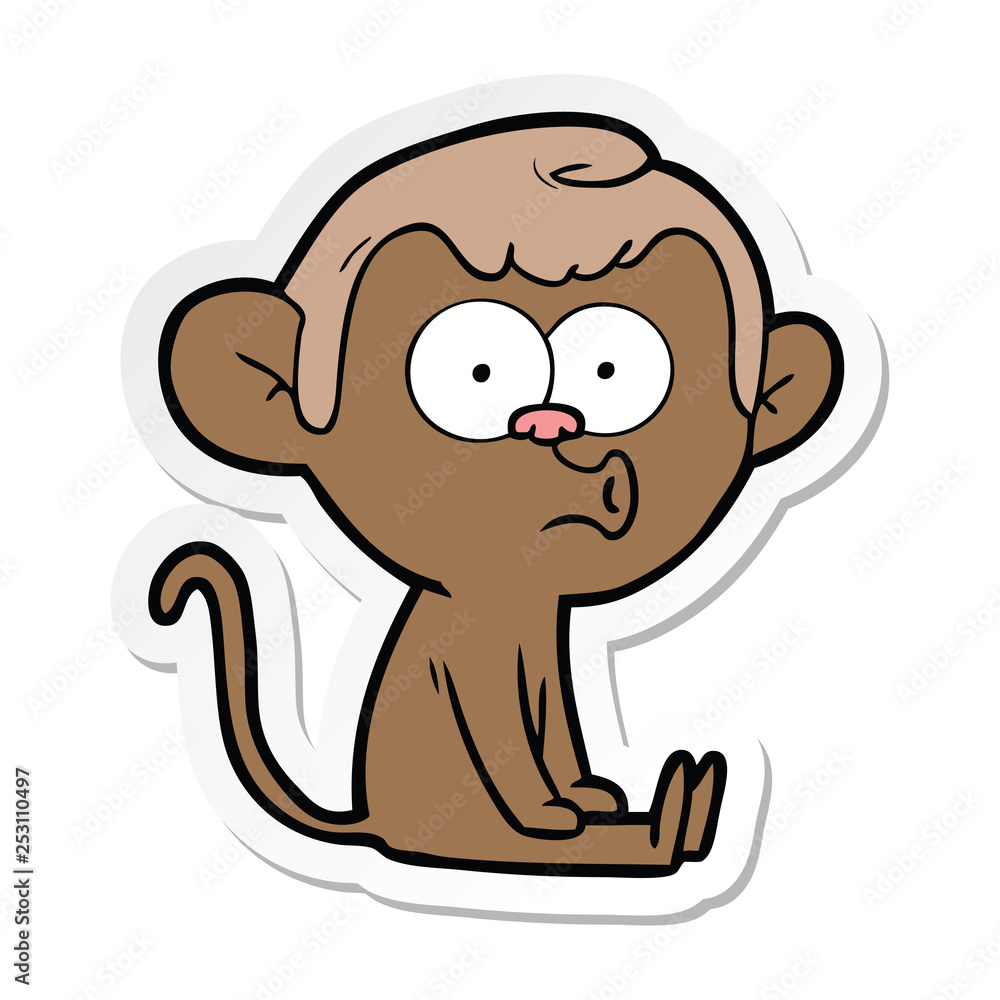 sticker of a cartoon hooting monkey sticker of a cartoon hooting monkey