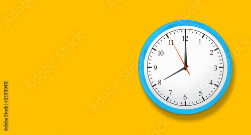 Wall Clock - Blue Clock on Yellow Wall