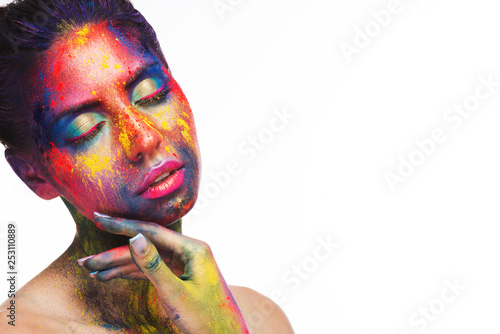 Sensual woman portrait with bright art make-up
