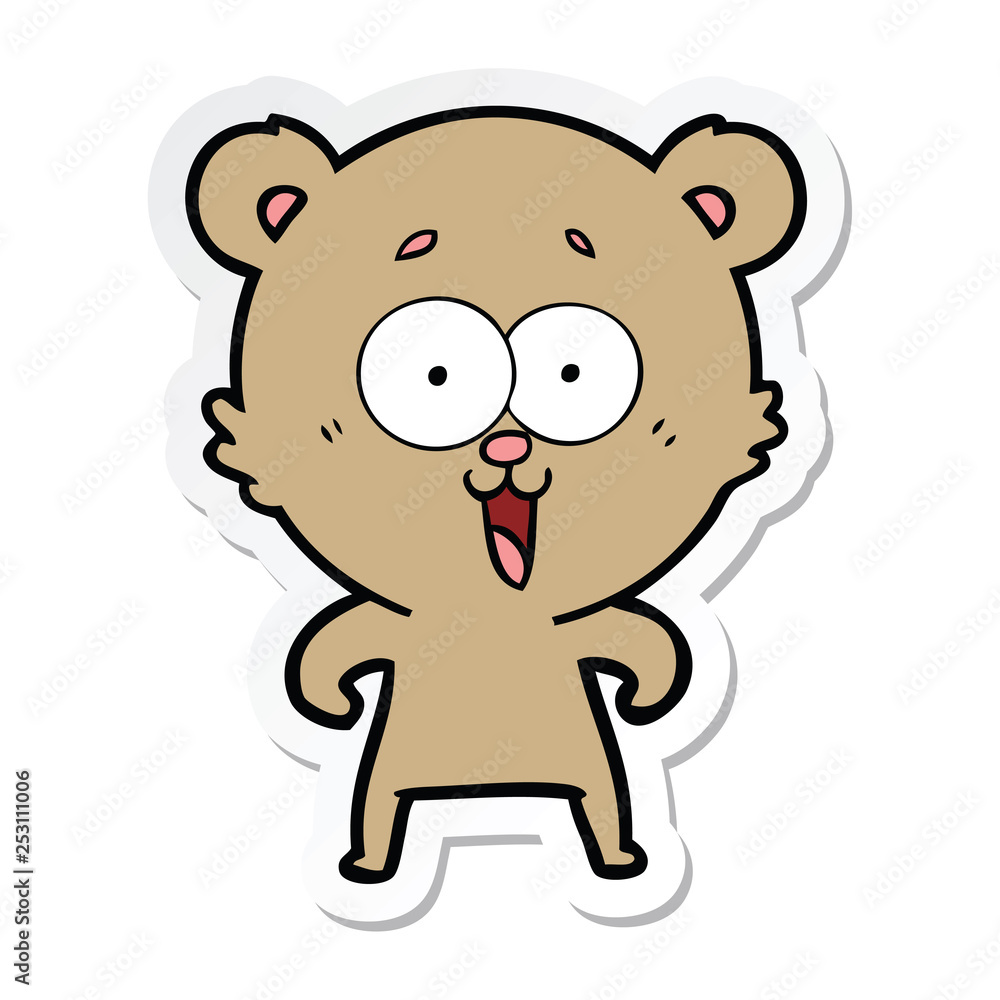 sticker of a laughing teddy bear cartoon sticker of a laughing teddy bear cartoon