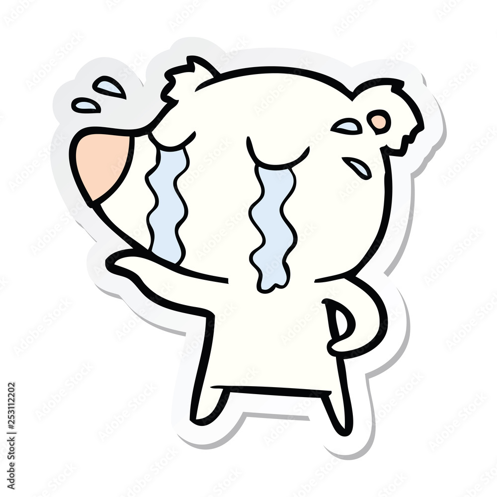 Fototapeta premium sticker of a cartoon crying polar bear