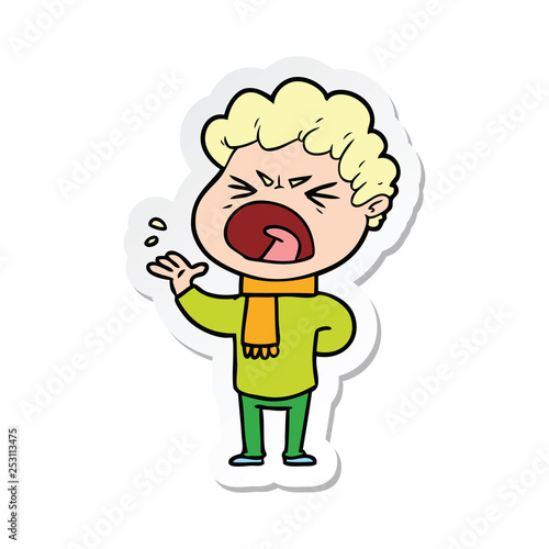 sticker of a cartoon furious man