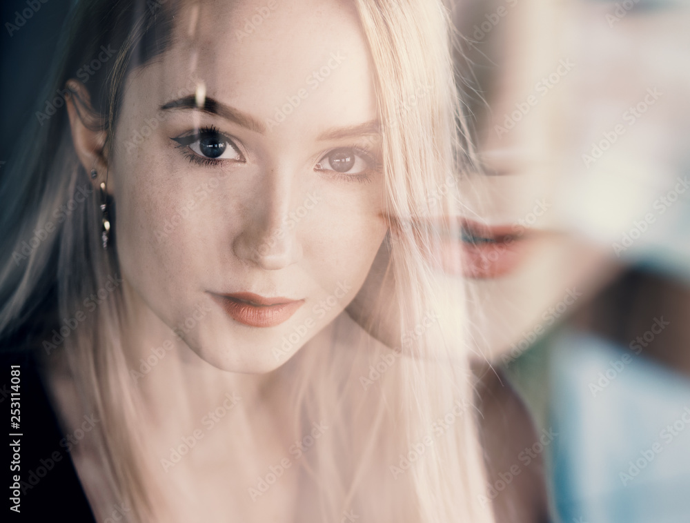 Double exposure of young woman. Abstract portrait. Double exposure of young woman. Abstract portrait.
