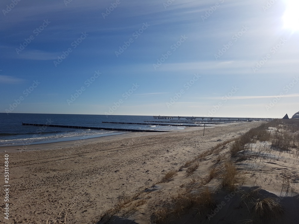 sunny winter beach nordic sea