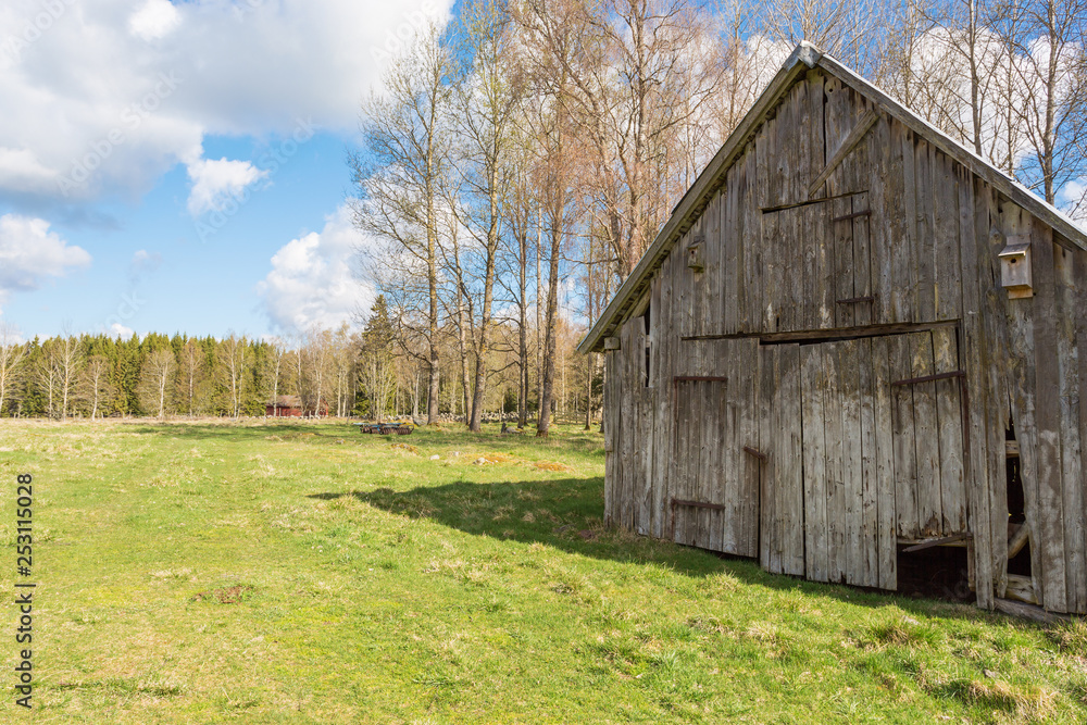 Old weathered shed in the meadow Old weathered shed in the meadow