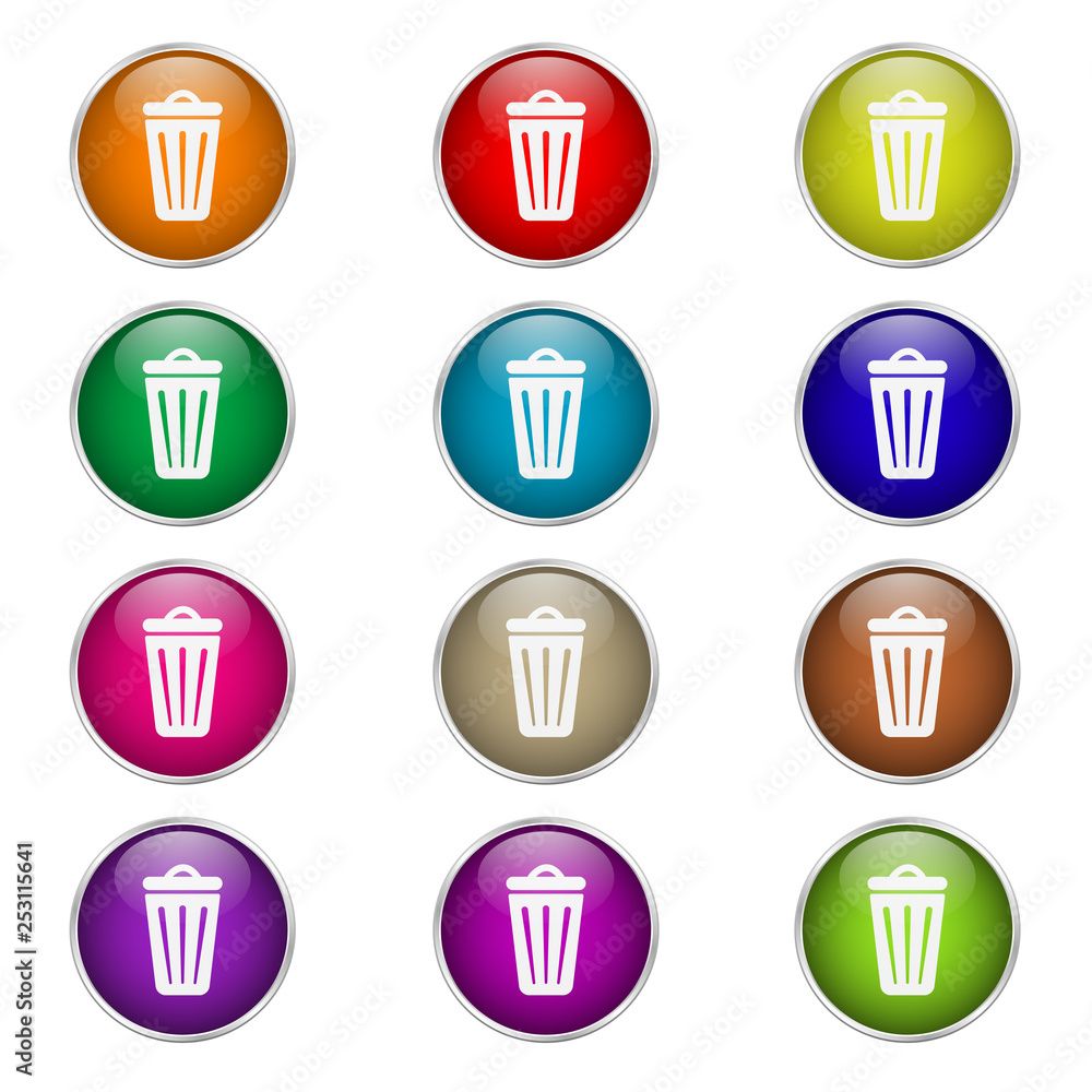 set of round color icons Trash can set of round color icons Trash can