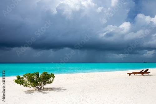 Fototapeta Naklejka Na Ścianę i Meble -   Maldives island with white sandy beach and sea