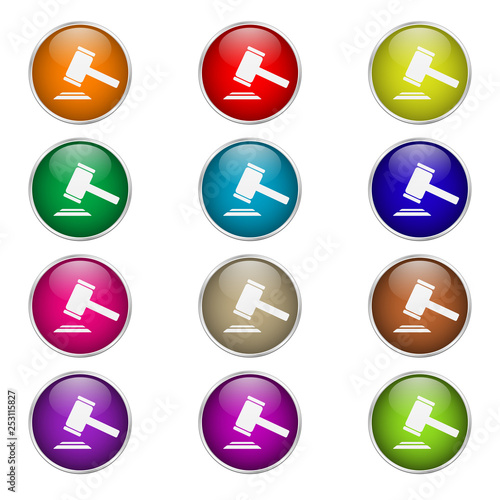 set of round colored Auction icons