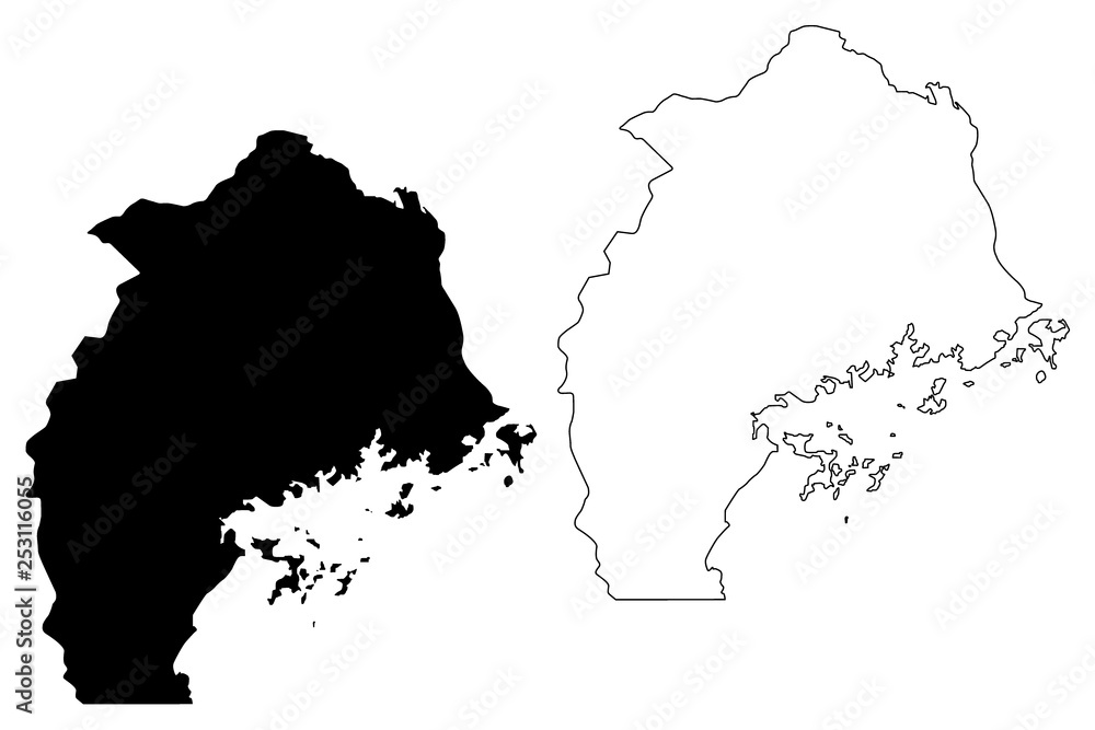 Central Region (Regions of Uganda, Republic of Uganda, Administrative divisions) map vector illustration, scribble sketch Central map