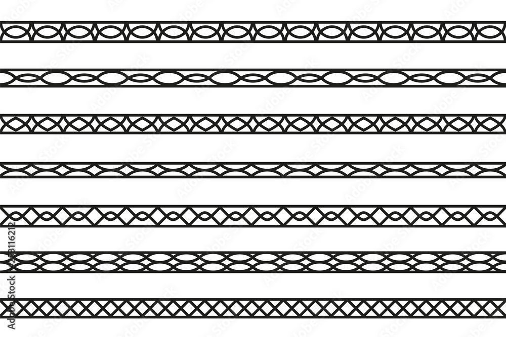 set of seamless borders. Vector design elements. set of seamless borders. Vector design elements.