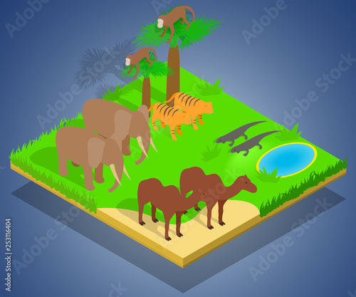 Creature concept banner. Isometric banner of creature vector concept for web  giftcard and postcard