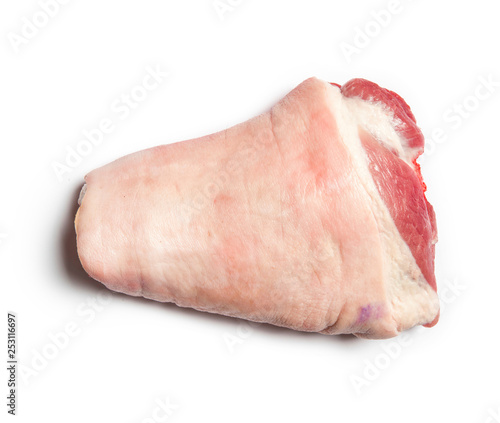 Cuadro en lienzo Overhead view of raw Pork Hock on white background.