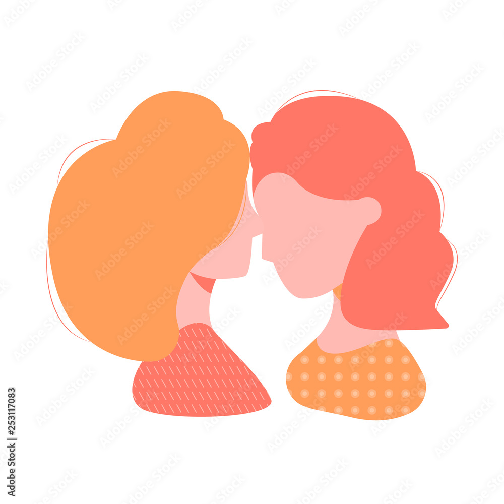 Colorful silhouette of a loving couple of girls. Vector illustration on the theme of homosexuality. Colorful silhouette of a loving couple of girls. Vector illustration on the theme of homosexuality.