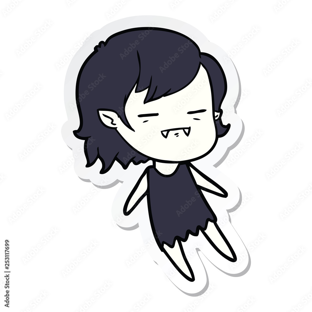 sticker of a cartoon undead vampire girl flying sticker of a cartoon undead vampire girl flying