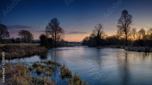 Sunset on the River Test near King's Somborne, Hampshire, UK