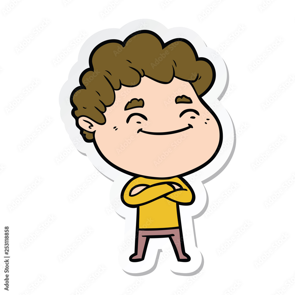 sticker of a cartoon friendly man sticker of a cartoon friendly man