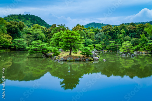 Kinkaku-ji, Zen Buddhist temple garden pond, Kyoto, Japan.