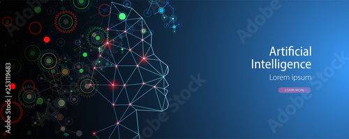 Artificial Intelligence concept.  Creative brain concept background. Vector science illustration.