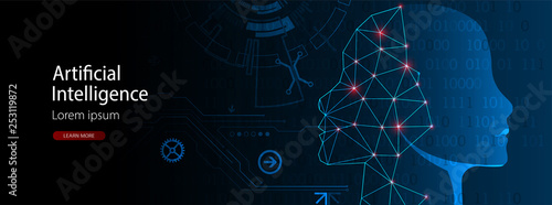 Artificial Intelligence concept.  Creative brain concept background. Vector science illustration.