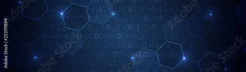 Technology background. Binary computer code. Big data concept. Vector illustration.