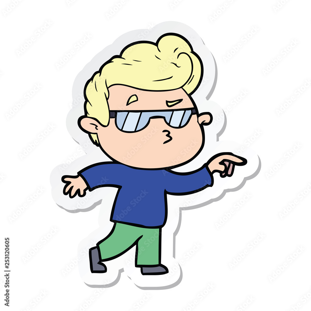 sticker of a cartoon cool guy