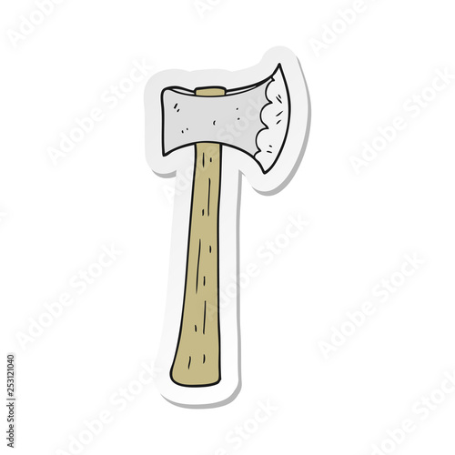 sticker of a cartoon axe