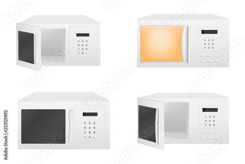 Microwave icons set. Realistic set of microwave vector icons for web design isolated on white background