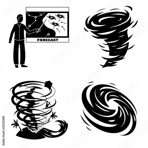 Hurricane icons set. Simple set of hurricane vector icons for web design on white background