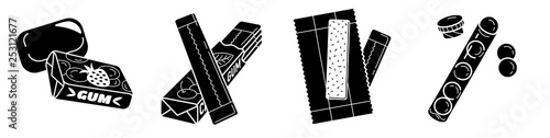 Gum icons set. Simple set of gum vector icons for web design on white background