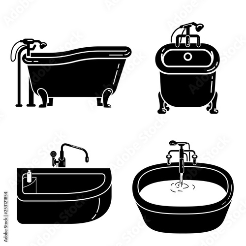 Bathtub icons set. Simple set of bathtub vector icons for web design on white background