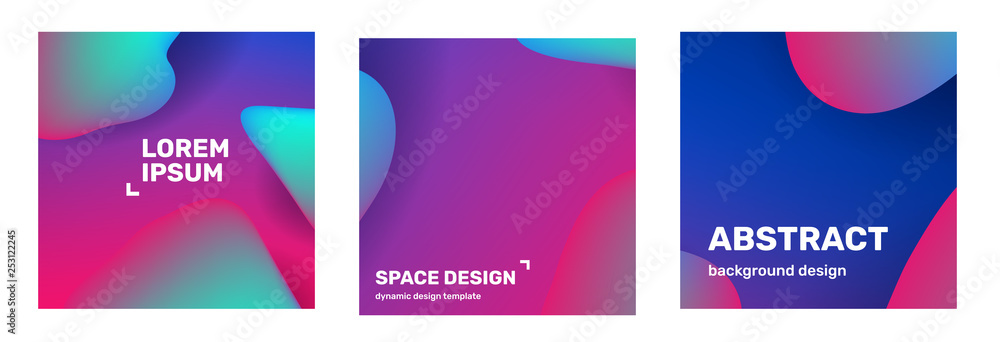 Vector horizontal set of creative abstraction. Business abstract illustration, geometric gradient background with dynamic shape, header.