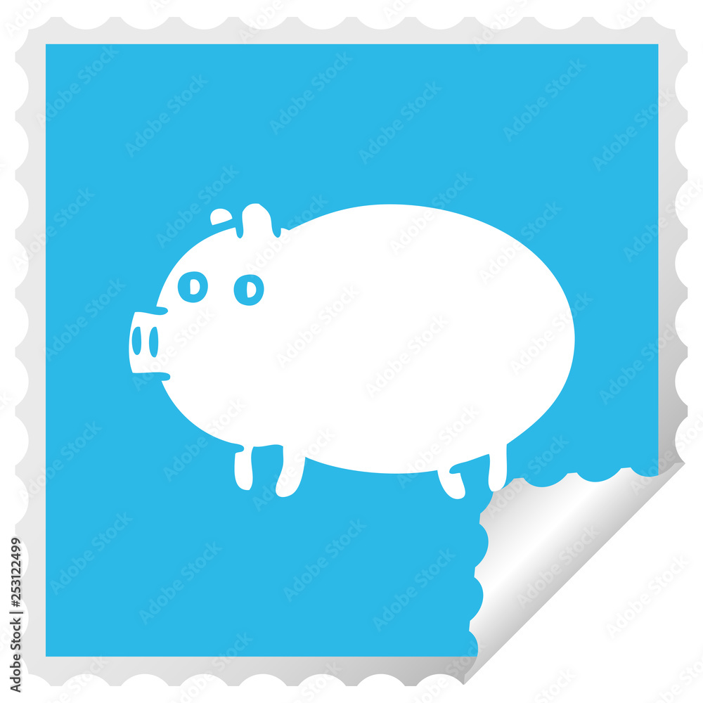 square peeling sticker cartoon fat pig square peeling sticker cartoon fat pig