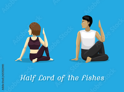 Manga Style Cartoon Yoga Half Lord of the Fishes photo