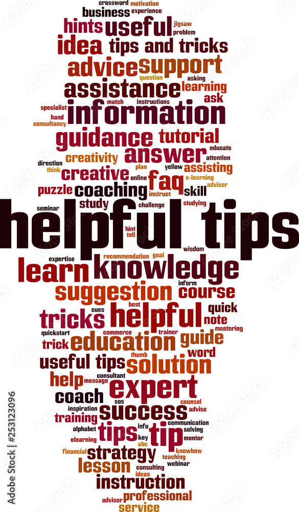 Obraz premium Helpful tips word cloud