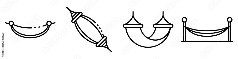 Hammock icons set. Outline set of hammock vector icons for web design isolated on white background Hammock icons set. Outline set of hammock vector icons for web design isolated on white background