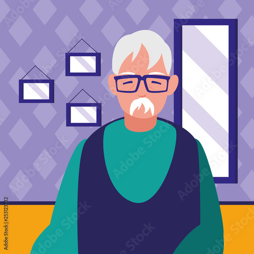 cute grandfather avatar character