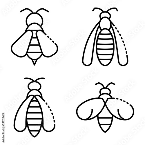 Wasp icons set. Outline set of wasp vector icons for web design isolated on white background