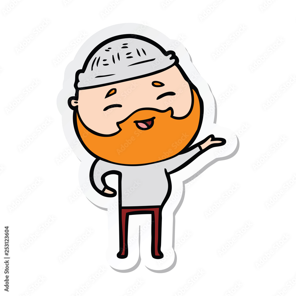 sticker of a cartoon happy bearded man sticker of a cartoon happy bearded man