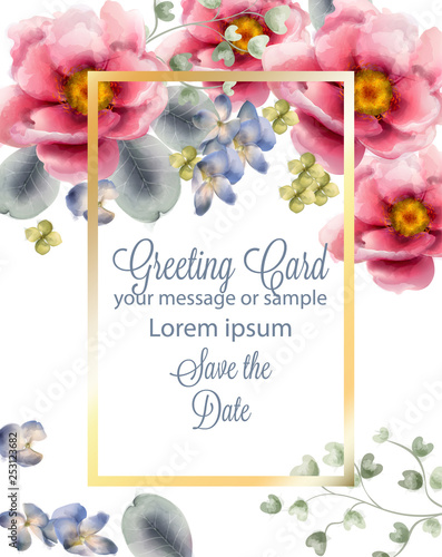 Roses card Vector. delicate summer card. Springtime natural compositions