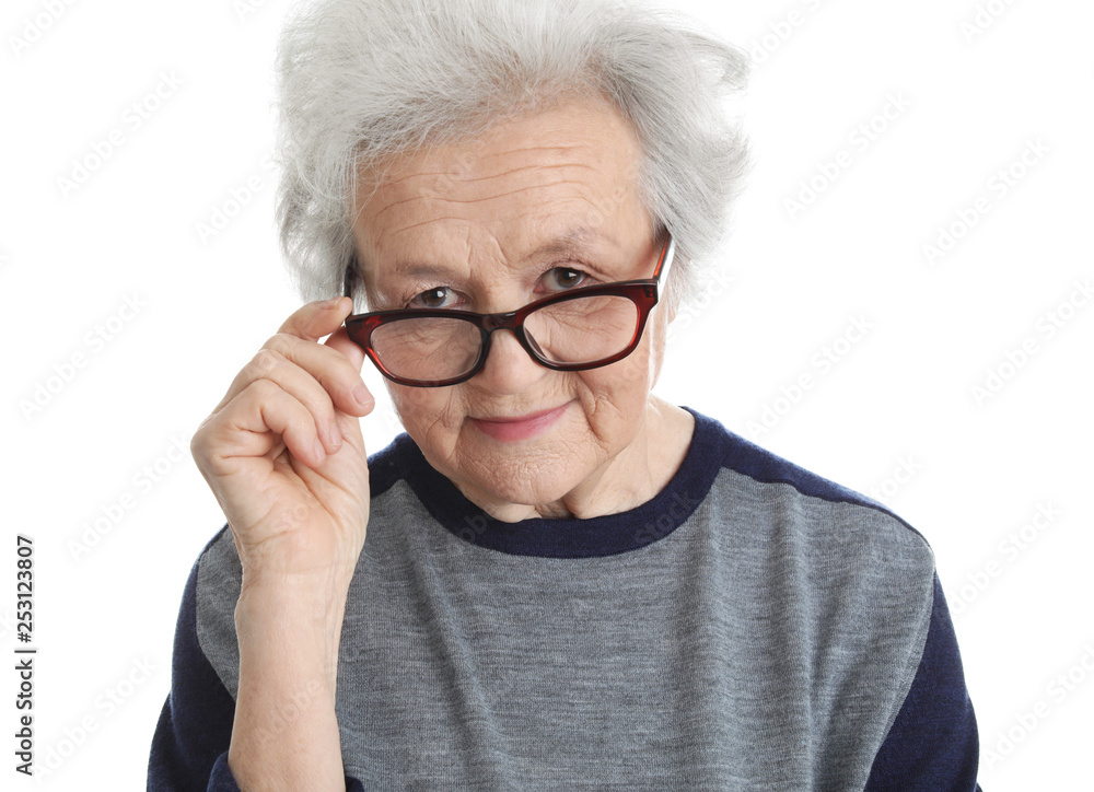 Portrait of mature woman isolated on white Portrait of mature woman isolated on white