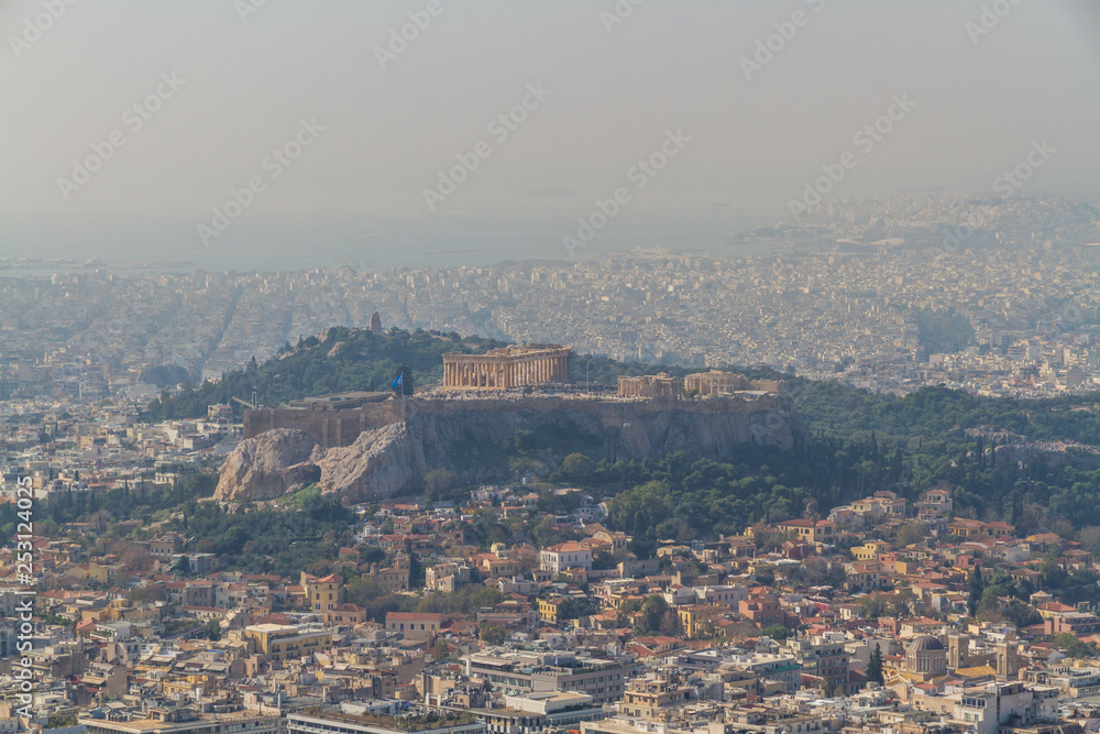 Athens cityscape with Parthenon on the Acropolis.